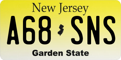 NJ license plate A68SNS