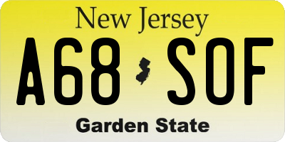 NJ license plate A68SOF