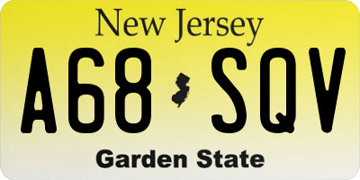 NJ license plate A68SQV