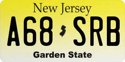 NJ license plate A68SRB