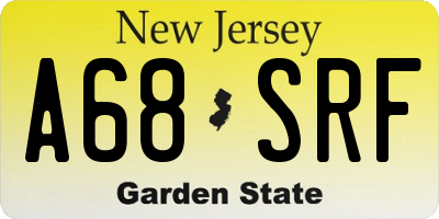 NJ license plate A68SRF