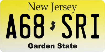 NJ license plate A68SRI