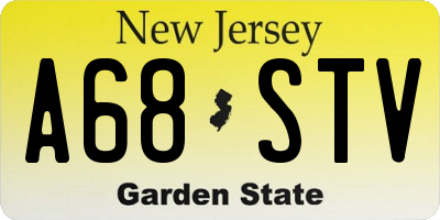 NJ license plate A68STV