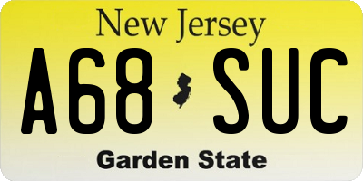 NJ license plate A68SUC