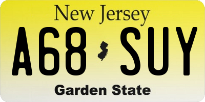 NJ license plate A68SUY