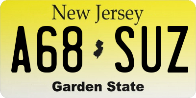 NJ license plate A68SUZ