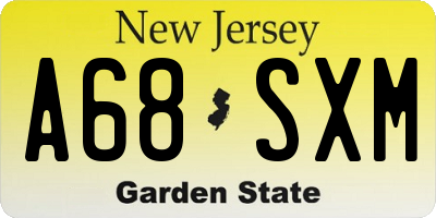 NJ license plate A68SXM