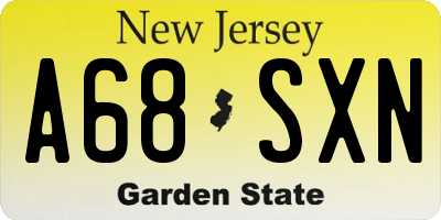 NJ license plate A68SXN