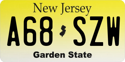 NJ license plate A68SZW