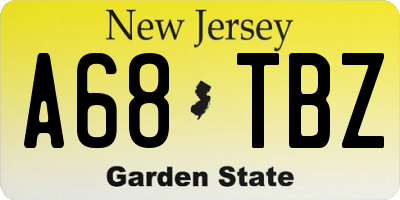 NJ license plate A68TBZ