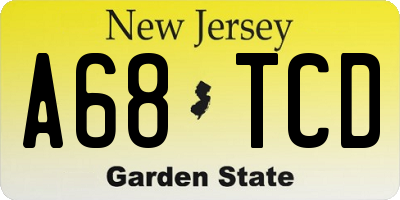 NJ license plate A68TCD