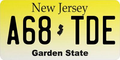 NJ license plate A68TDE