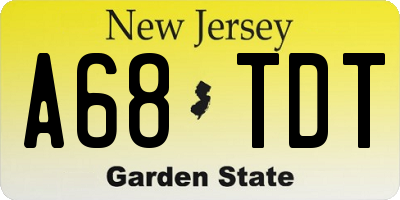 NJ license plate A68TDT