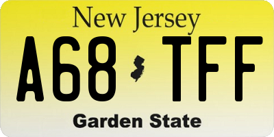 NJ license plate A68TFF