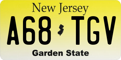 NJ license plate A68TGV