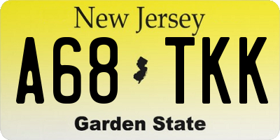 NJ license plate A68TKK