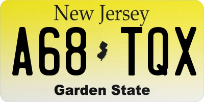 NJ license plate A68TQX
