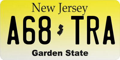 NJ license plate A68TRA