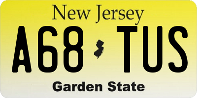NJ license plate A68TUS