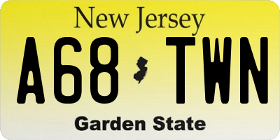 NJ license plate A68TWN