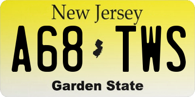NJ license plate A68TWS