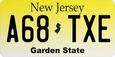 NJ license plate A68TXE