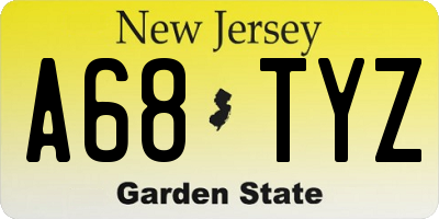 NJ license plate A68TYZ