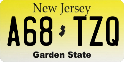 NJ license plate A68TZQ