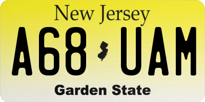 NJ license plate A68UAM