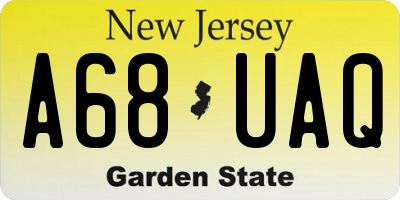 NJ license plate A68UAQ