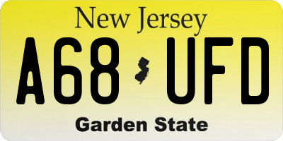 NJ license plate A68UFD