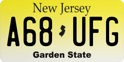 NJ license plate A68UFG