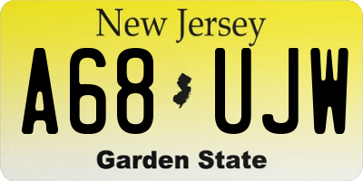 NJ license plate A68UJW