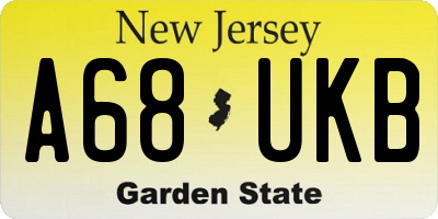 NJ license plate A68UKB
