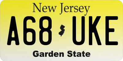NJ license plate A68UKE