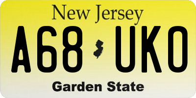 NJ license plate A68UKO