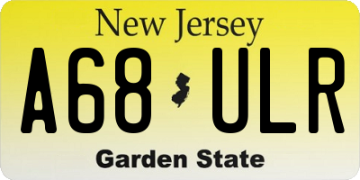 NJ license plate A68ULR