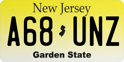 NJ license plate A68UNZ