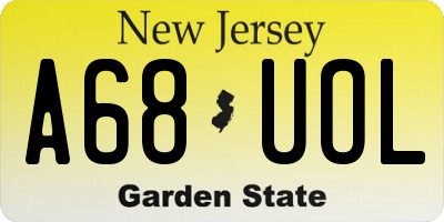 NJ license plate A68UOL