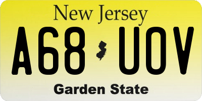 NJ license plate A68UOV