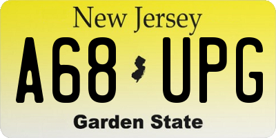 NJ license plate A68UPG