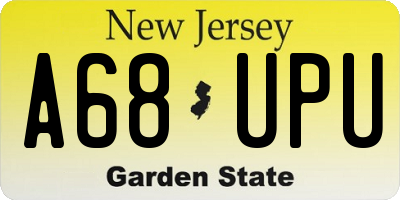 NJ license plate A68UPU