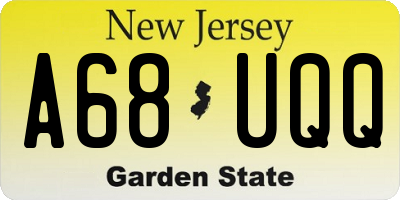 NJ license plate A68UQQ