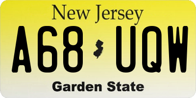 NJ license plate A68UQW