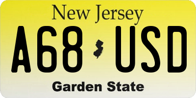 NJ license plate A68USD