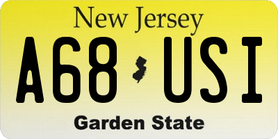 NJ license plate A68USI