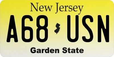 NJ license plate A68USN