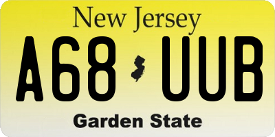 NJ license plate A68UUB