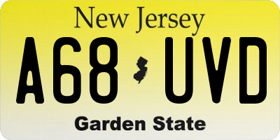 NJ license plate A68UVD