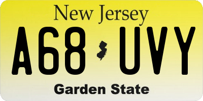NJ license plate A68UVY